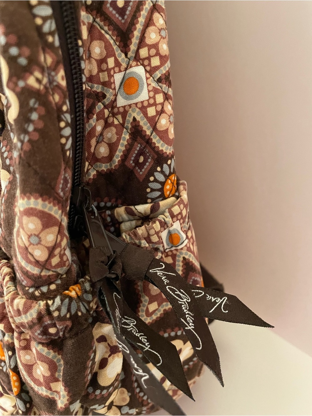 Vera Bradley Canyon Campus Backpack Retired Brown Floral Quilted Travel School - Picture 3 of 16